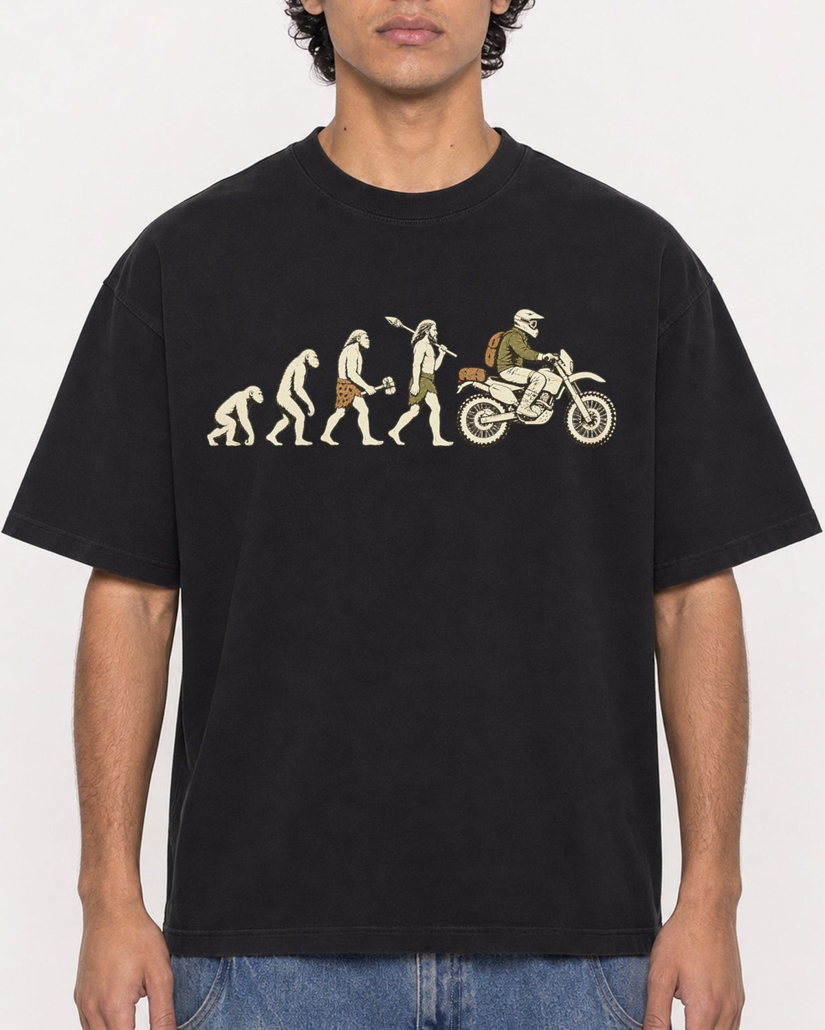 Mockup Boxy Heavyweight Tee Black male close-up 26