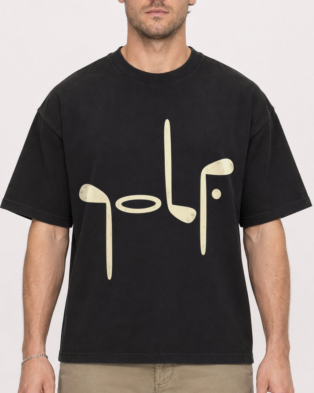 Mockup Boxy Heavyweight Tee Black male close-up 08