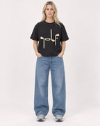 Mockup Boxy Heavyweight Tee Black female full-body 08