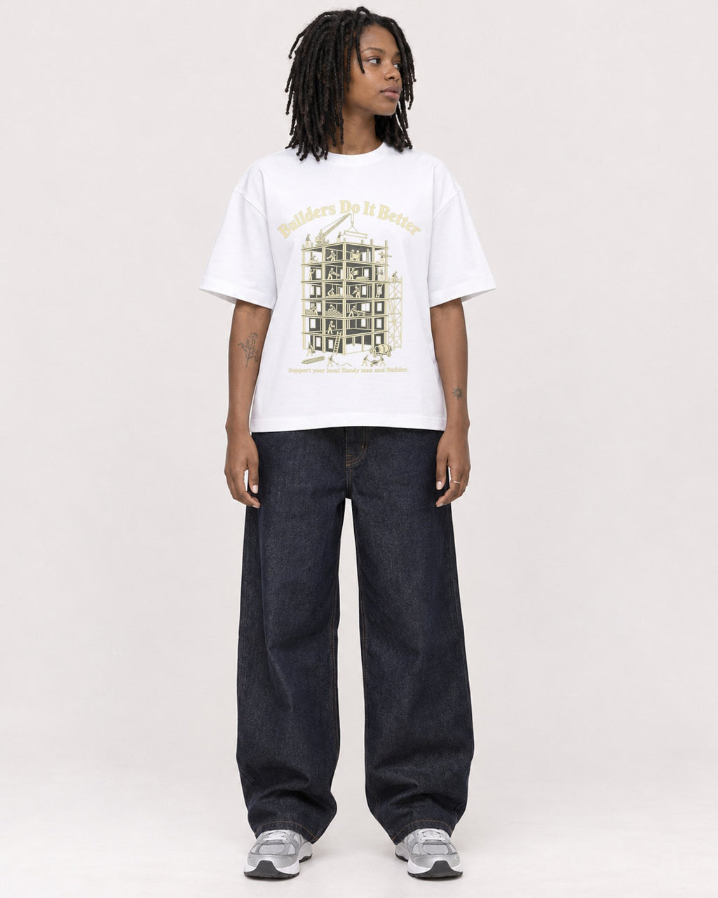 Mockup Boxy Heavyweight Tee White female full-body 24