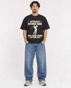 Mockup Boxy Heavyweight Tee Black male full-body 02