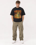 Mockup Boxy Heavyweight Tee Black male full-body 08
