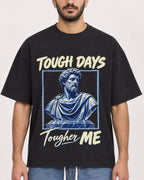 Mockup Boxy Heavyweight Tee Black male close-up 07