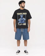 Mockup Boxy Heavyweight Tee Black male full-body 07