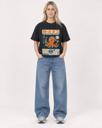 Mockup Boxy Heavyweight Tee Black female full-body 08