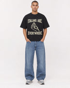 Mockup Boxy Heavyweight Tee Black male full-body 50