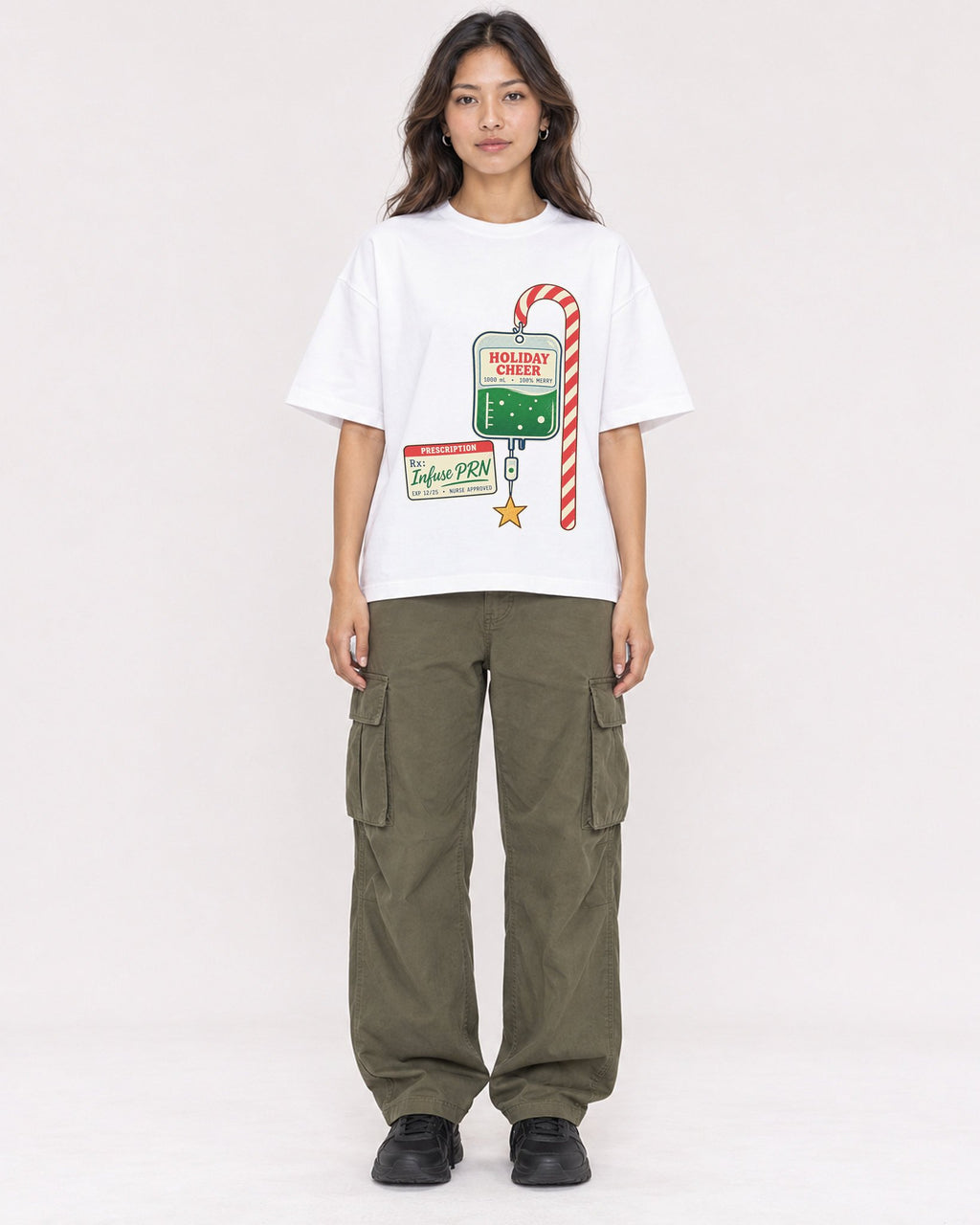 Mockup Boxy Heavyweight Tee White female full-body 02