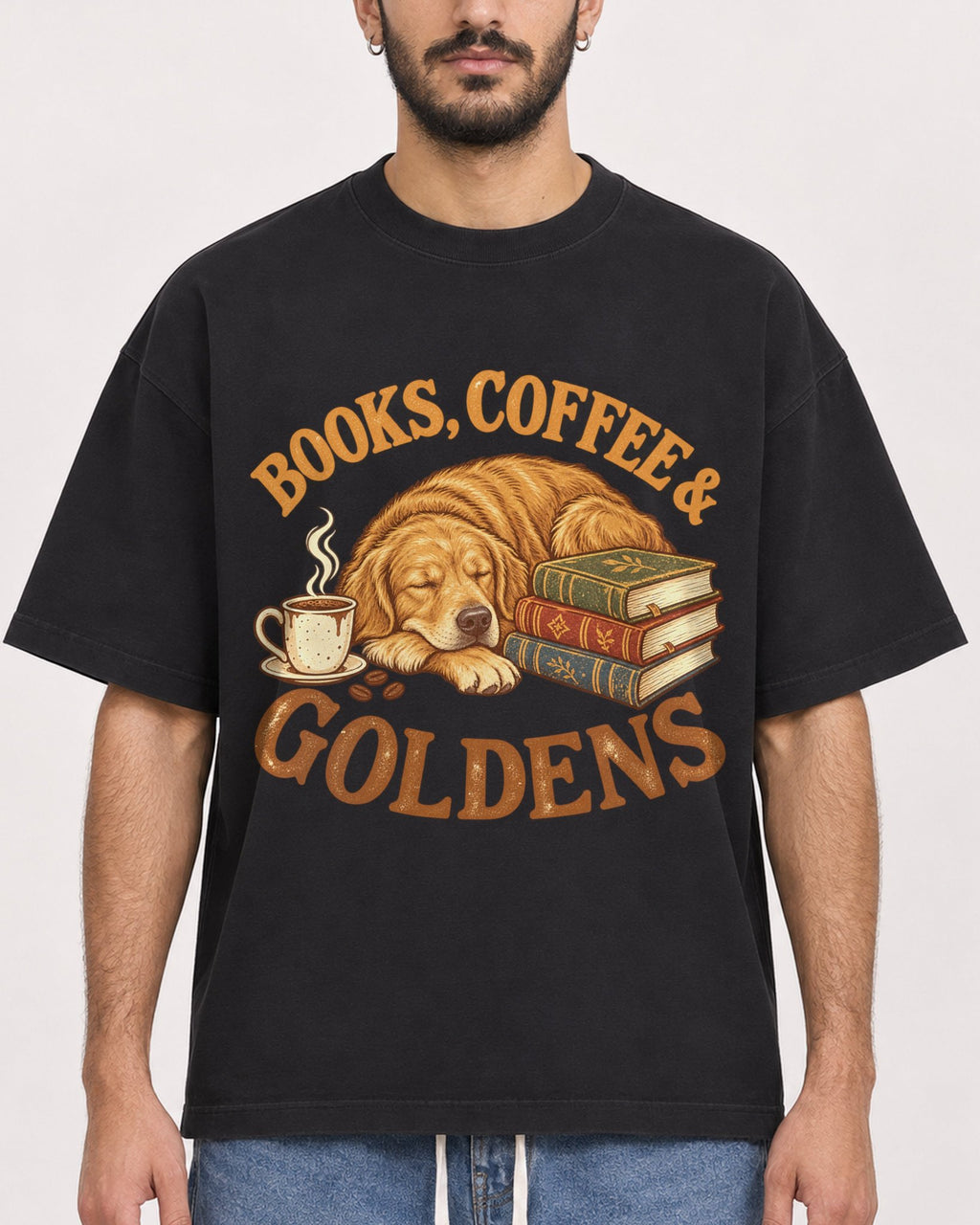 Mockup Boxy Heavyweight Tee Black male close-up 07