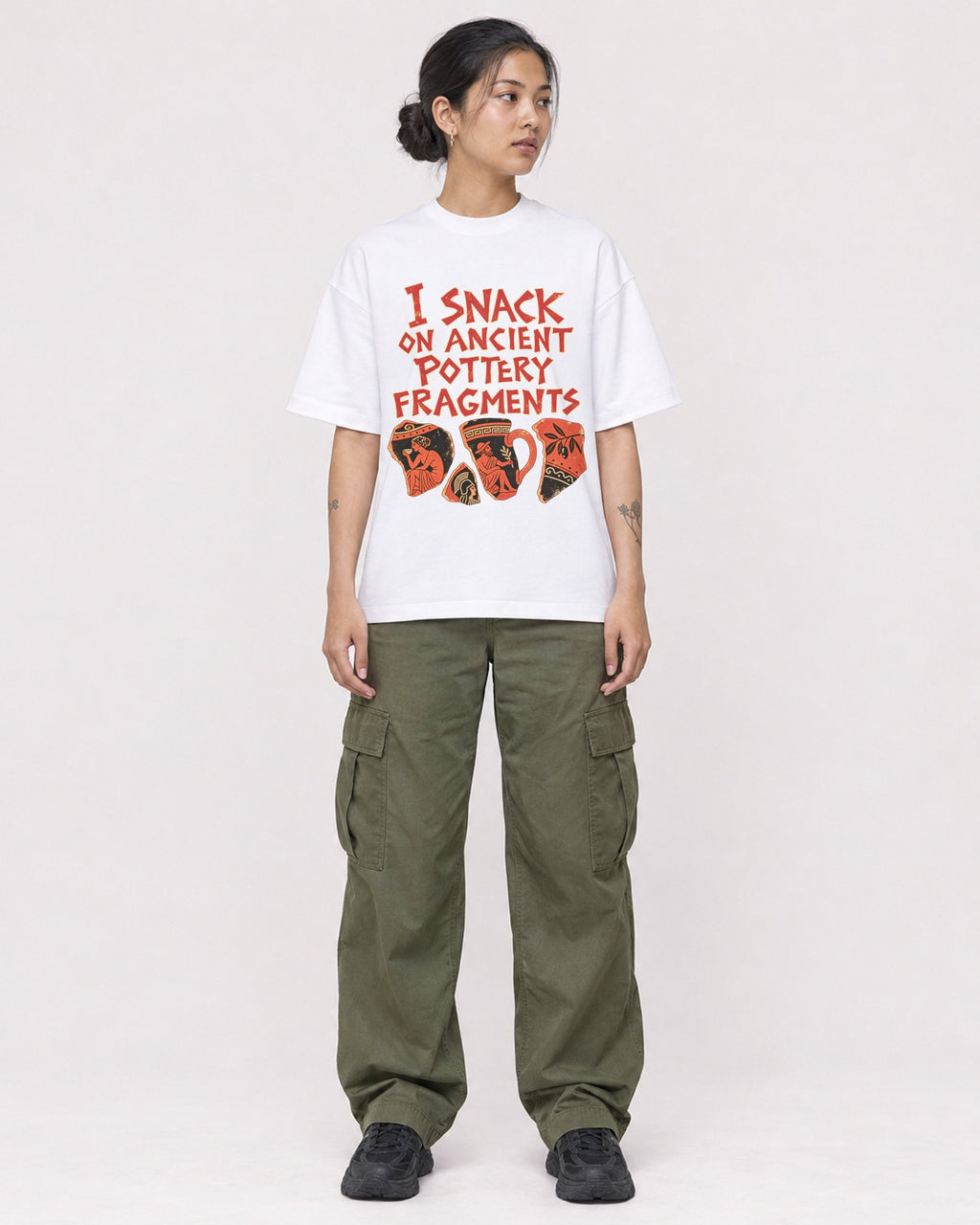 Mockup Boxy Heavyweight Tee White female full-body 12