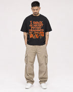Mockup Boxy Heavyweight Tee Black male full-body 12