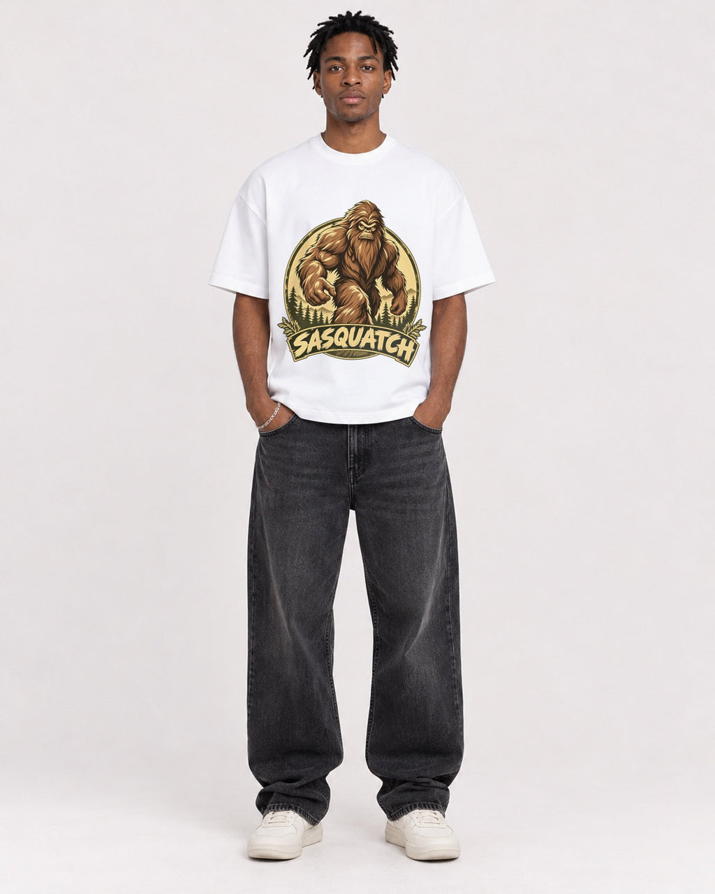 Mockup Boxy Heavyweight Tee White male full-body 05