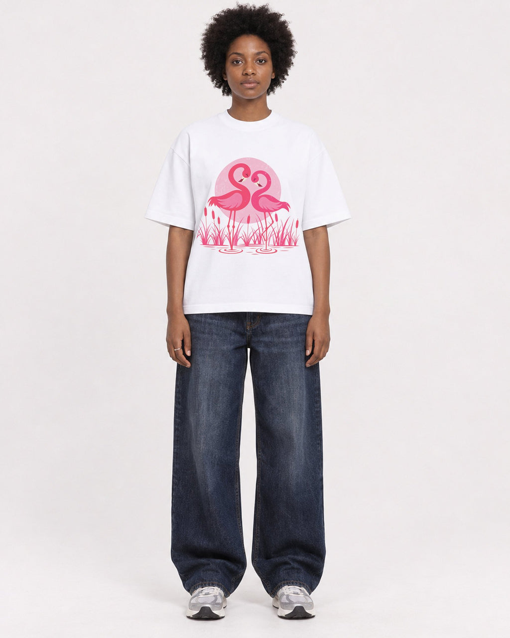 Mockup Boxy Heavyweight Tee White female full-body 14
