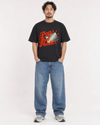 Mockup Boxy Heavyweight Tee Black male full-body 02