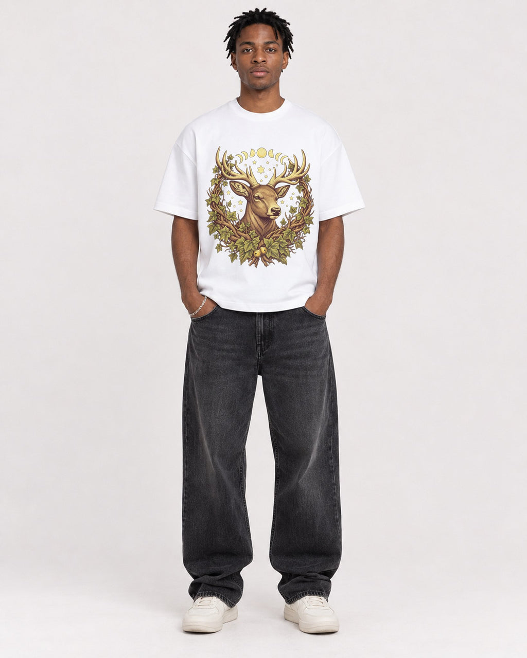 Mockup Boxy Heavyweight Tee White male full-body 05