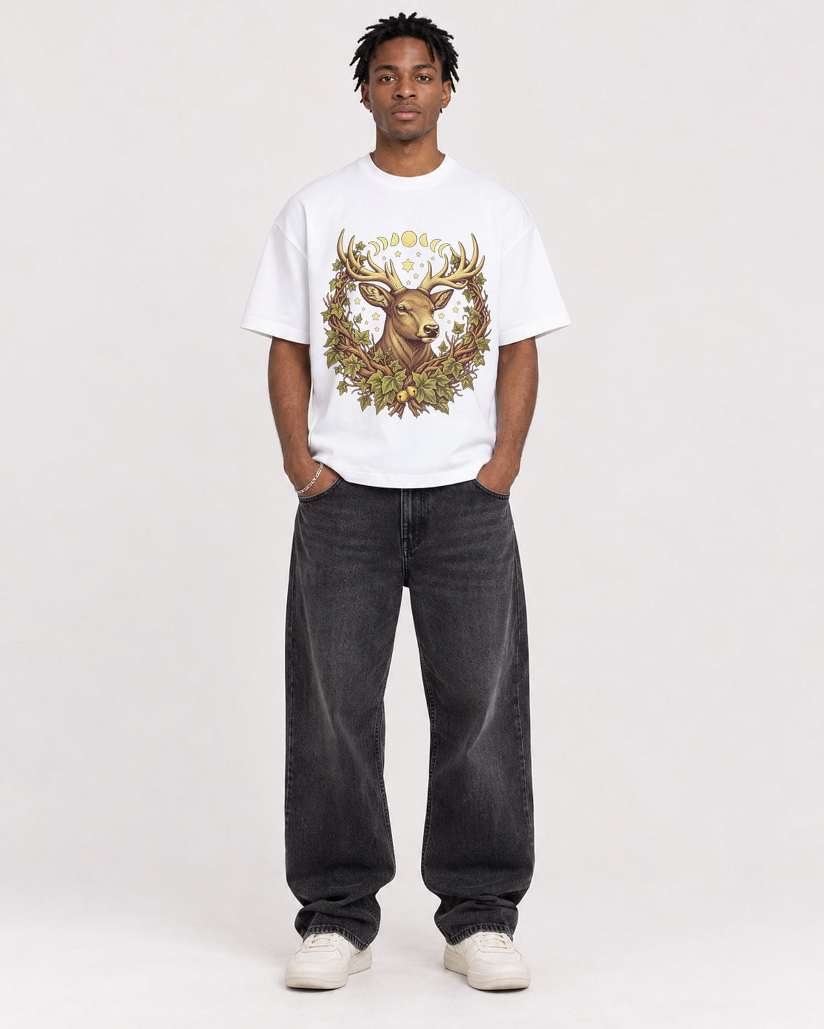 Mockup Boxy Heavyweight Tee White male full-body 05