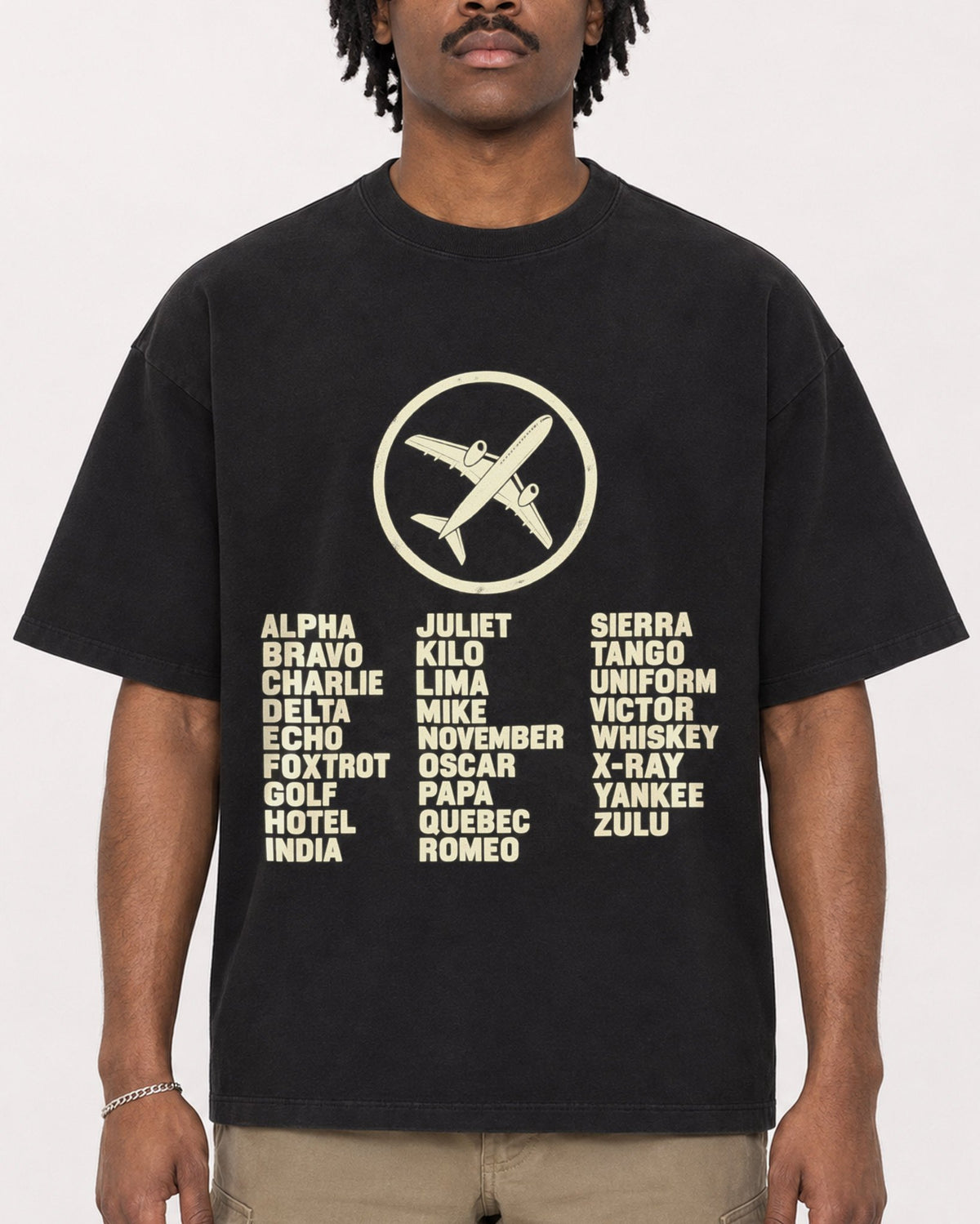 Mockup Boxy Heavyweight Tee Black male close-up 04
