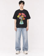 Mockup Boxy Heavyweight Tee Black male full-body 01