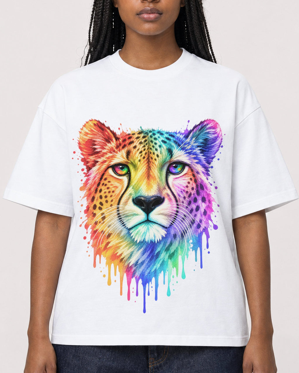 Mockup Boxy Heavyweight Tee White female close-up 04