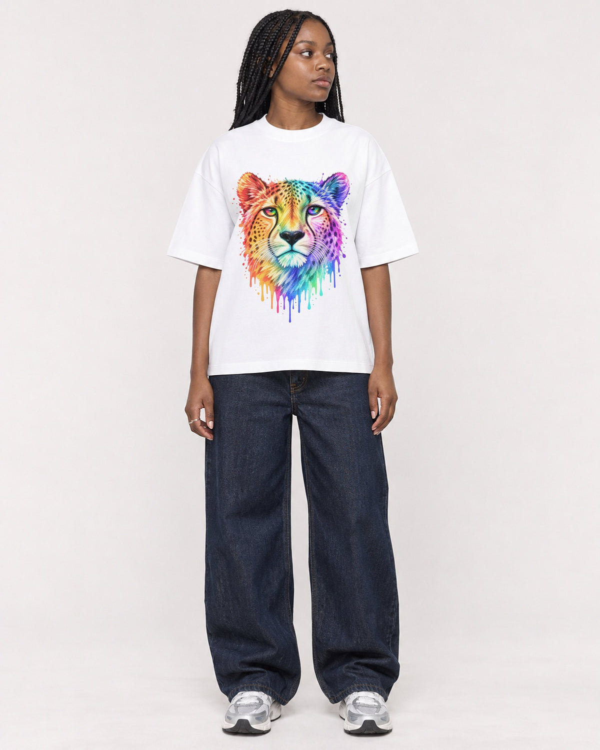 Mockup Boxy Heavyweight Tee White female full-body 04