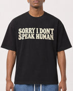 Mockup Boxy Heavyweight Tee Black male close-up 15