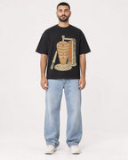 Mockup Boxy Heavyweight Tee Black male full-body 37
