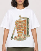 Mockup Boxy Heavyweight Tee White female close-up 37