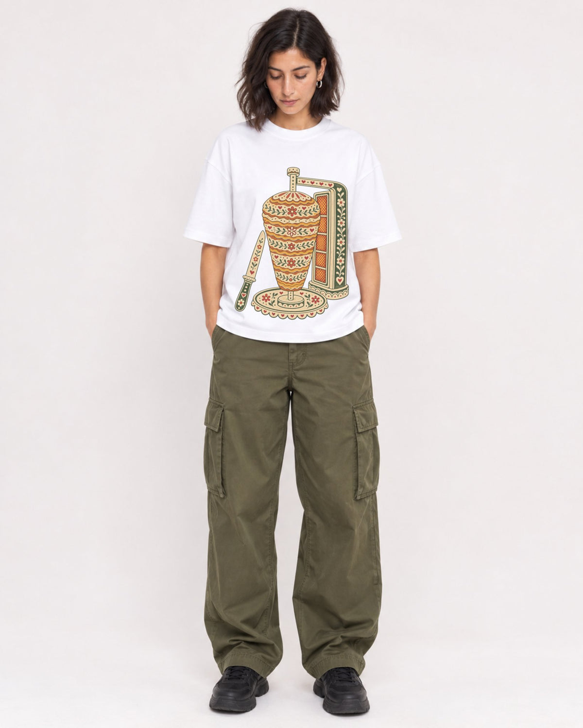Mockup Boxy Heavyweight Tee White female full-body 37