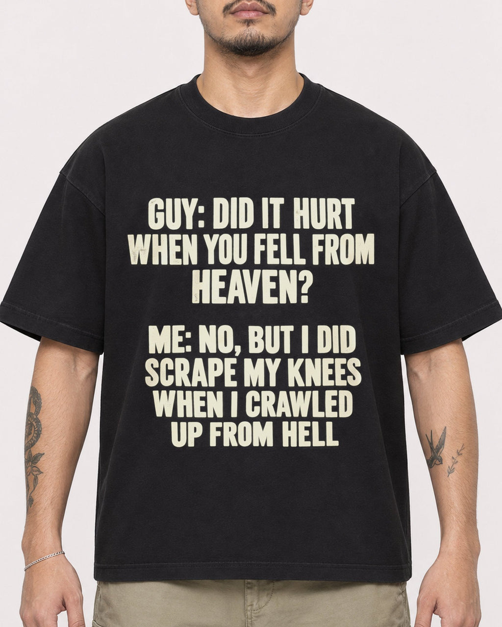 Mockup Boxy Heavyweight Tee Black male close-up 12