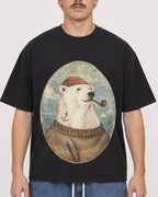 Mockup Boxy Heavyweight Tee Black male close-up 19