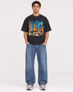 Mockup Boxy Heavyweight Tee Black male full-body 10