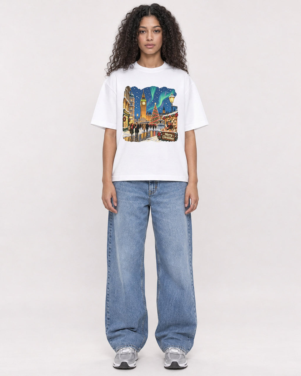 Mockup Boxy Heavyweight Tee White female full-body 10