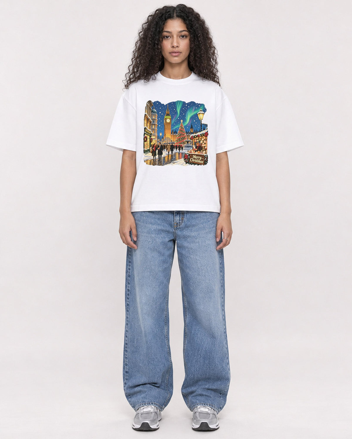 Mockup Boxy Heavyweight Tee White female full-body 10