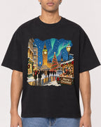 Mockup Boxy Heavyweight Tee Black male close-up 10