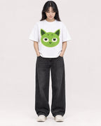 Mockup Boxy Heavyweight Tee White female full-body 13