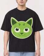 Mockup Boxy Heavyweight Tee Black male close-up 13