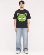 Mockup Boxy Heavyweight Tee Black male full-body 13