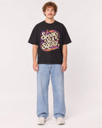 Mockup Boxy Heavyweight Tee Black male full-body 09