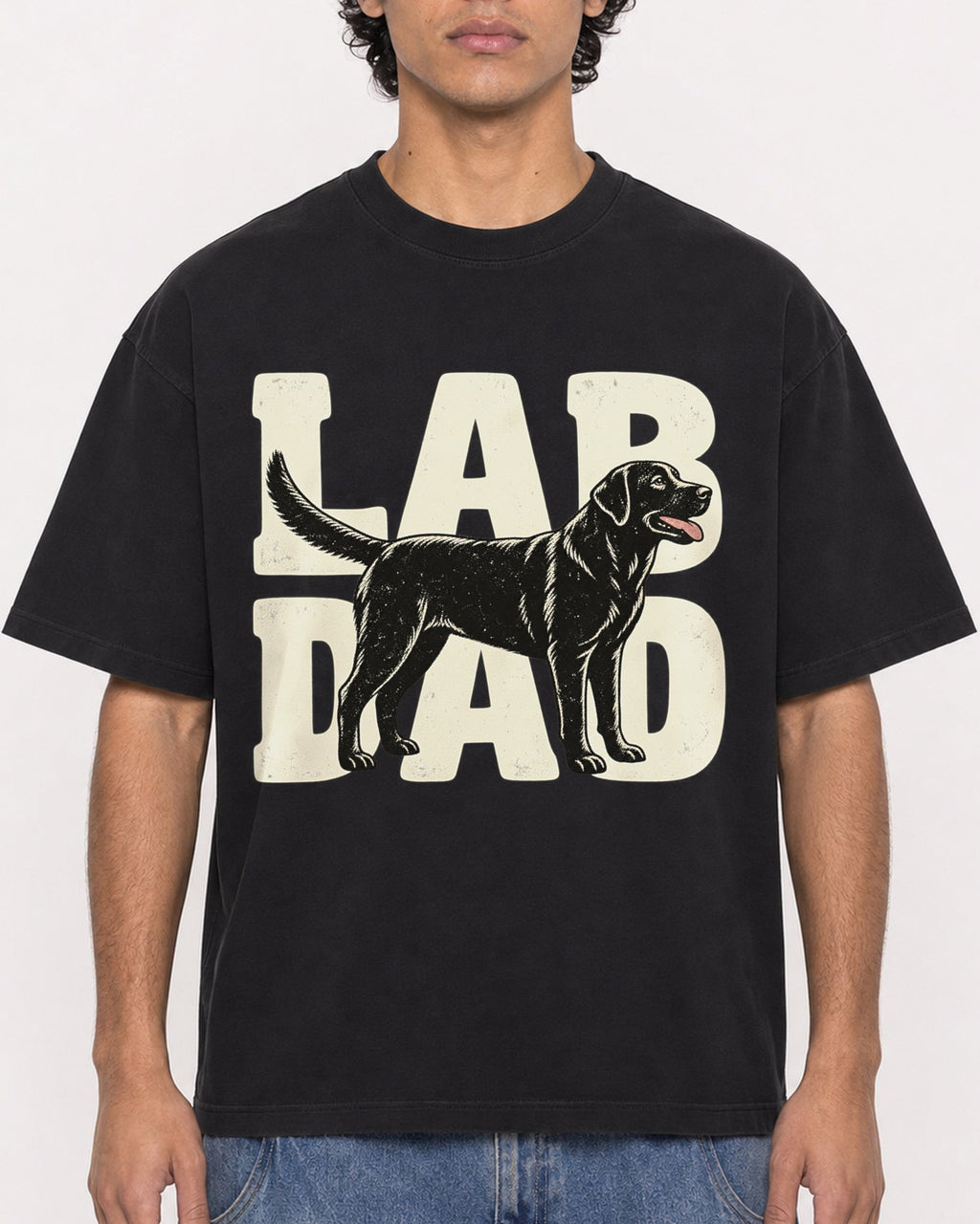 Mockup Boxy Heavyweight Tee Black male close-up 26