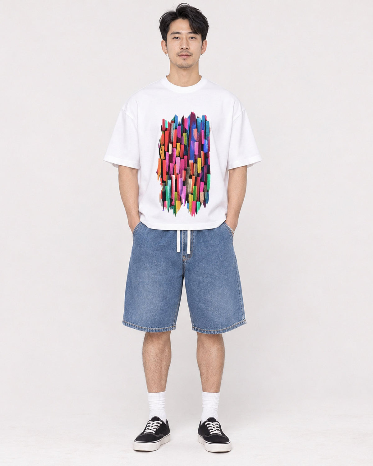 Mockup Boxy Heavyweight Tee White male full-body 13