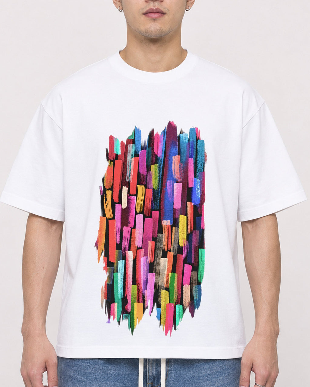 Mockup Boxy Heavyweight Tee White male close-up 13