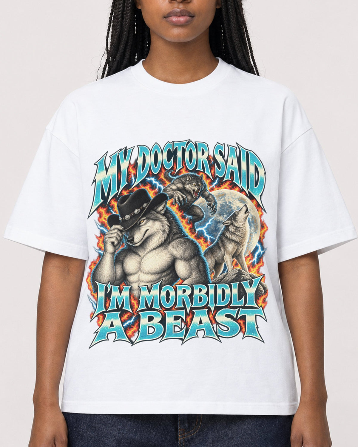 Mockup Boxy Heavyweight Tee White female close-up 04