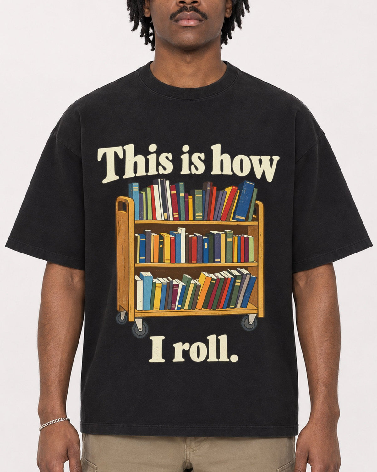 Mockup Boxy Heavyweight Tee Black male close-up 04