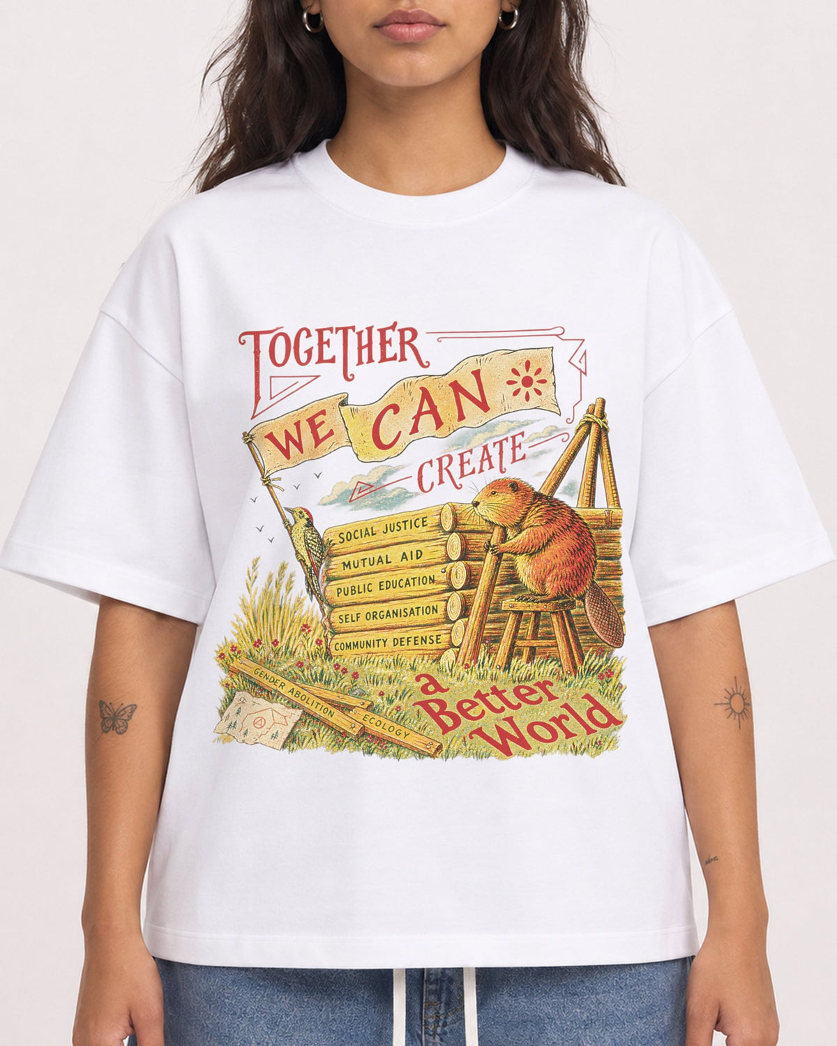 Mockup Boxy Heavyweight Tee White female close-up 06
