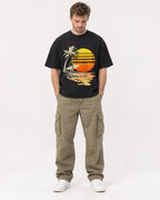Mockup Boxy Heavyweight Tee Black male full-body 08