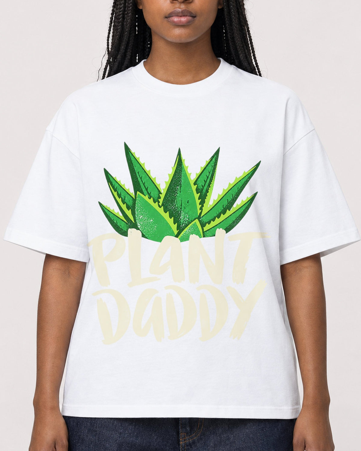 Mockup Boxy Heavyweight Tee White female close-up 04