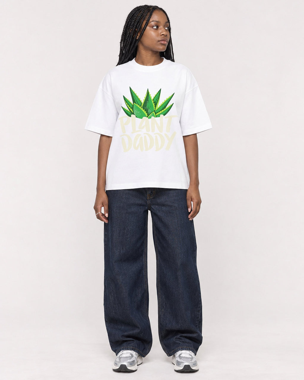 Mockup Boxy Heavyweight Tee White female full-body 04