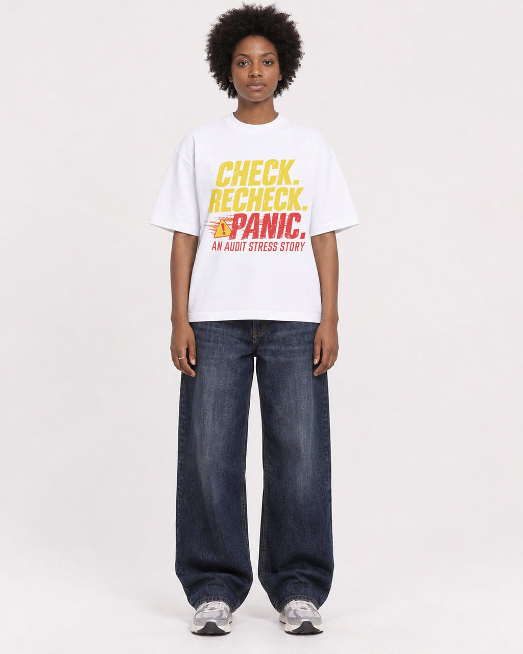 Mockup Boxy Heavyweight Tee White female full-body 14