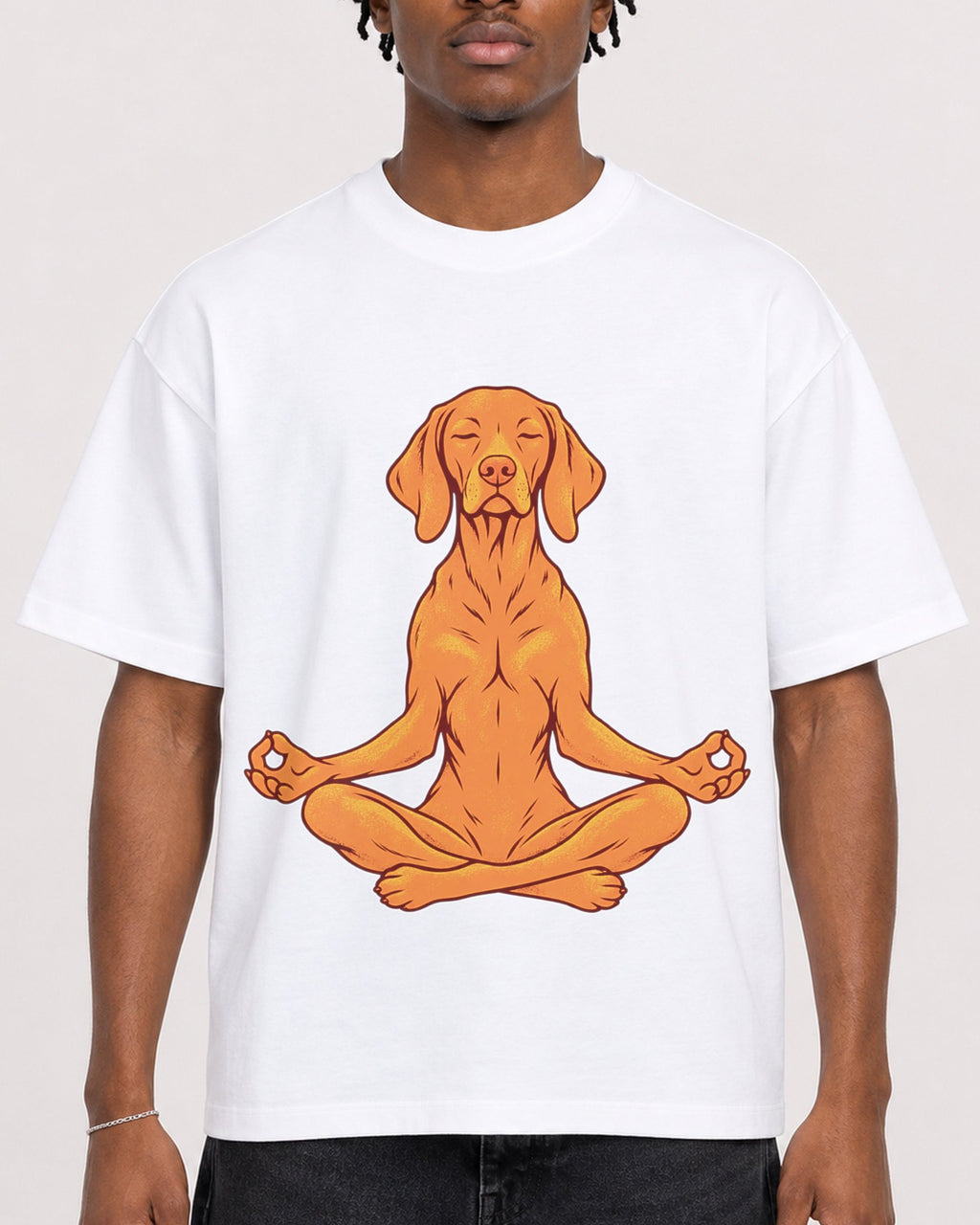 Mockup Boxy Heavyweight Tee White male close-up 05