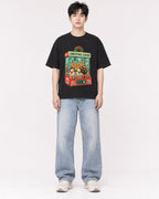 Mockup Boxy Heavyweight Tee Black male full-body 01
