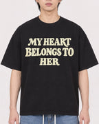 Mockup Boxy Heavyweight Tee Black male close-up 11